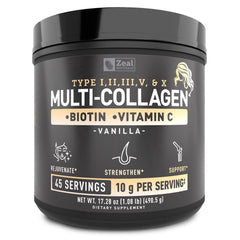 Front view of Premium Multi Collagen Peptides Powder Vanilla 45 Servings