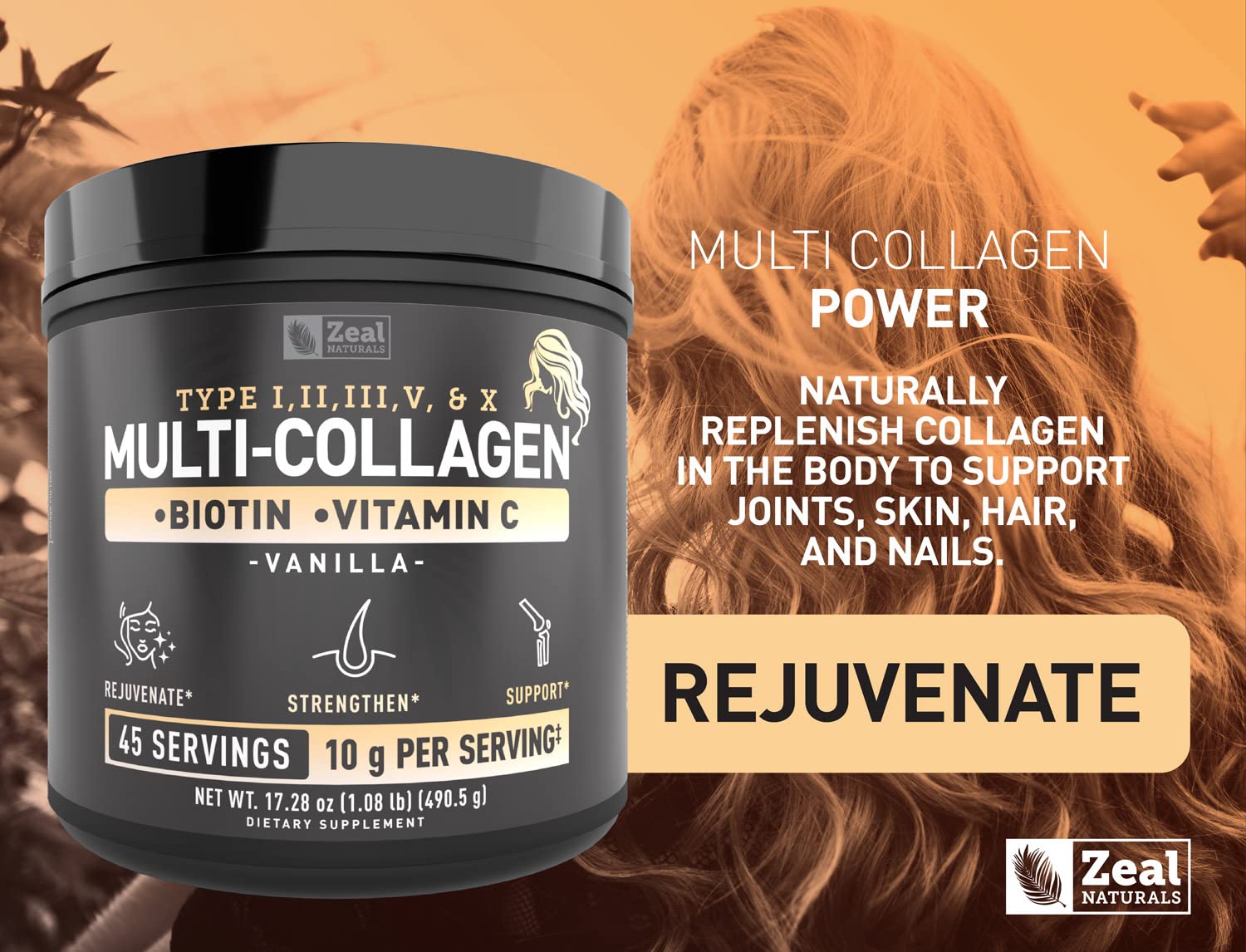 Scoop included with Premium Multi Collagen Protein Powder Vanilla