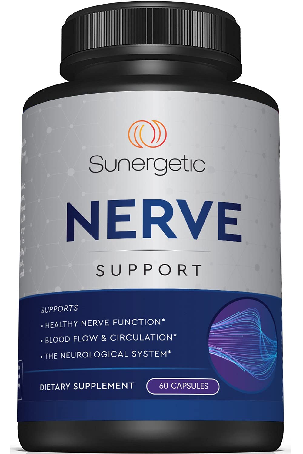 Premium Nerve Support Supplement packaging with bottle and label