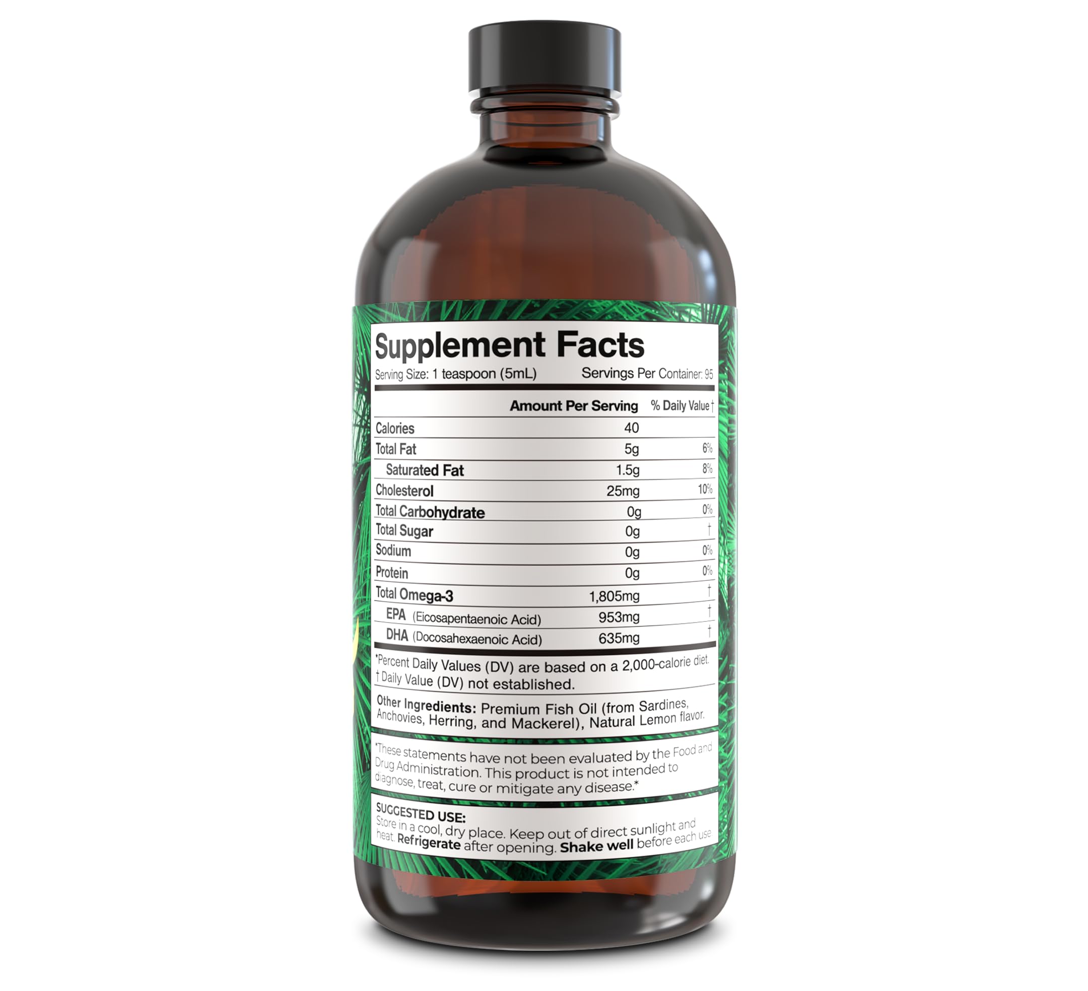 Omega-3 MAX liquid with lemon flavor served on spoon