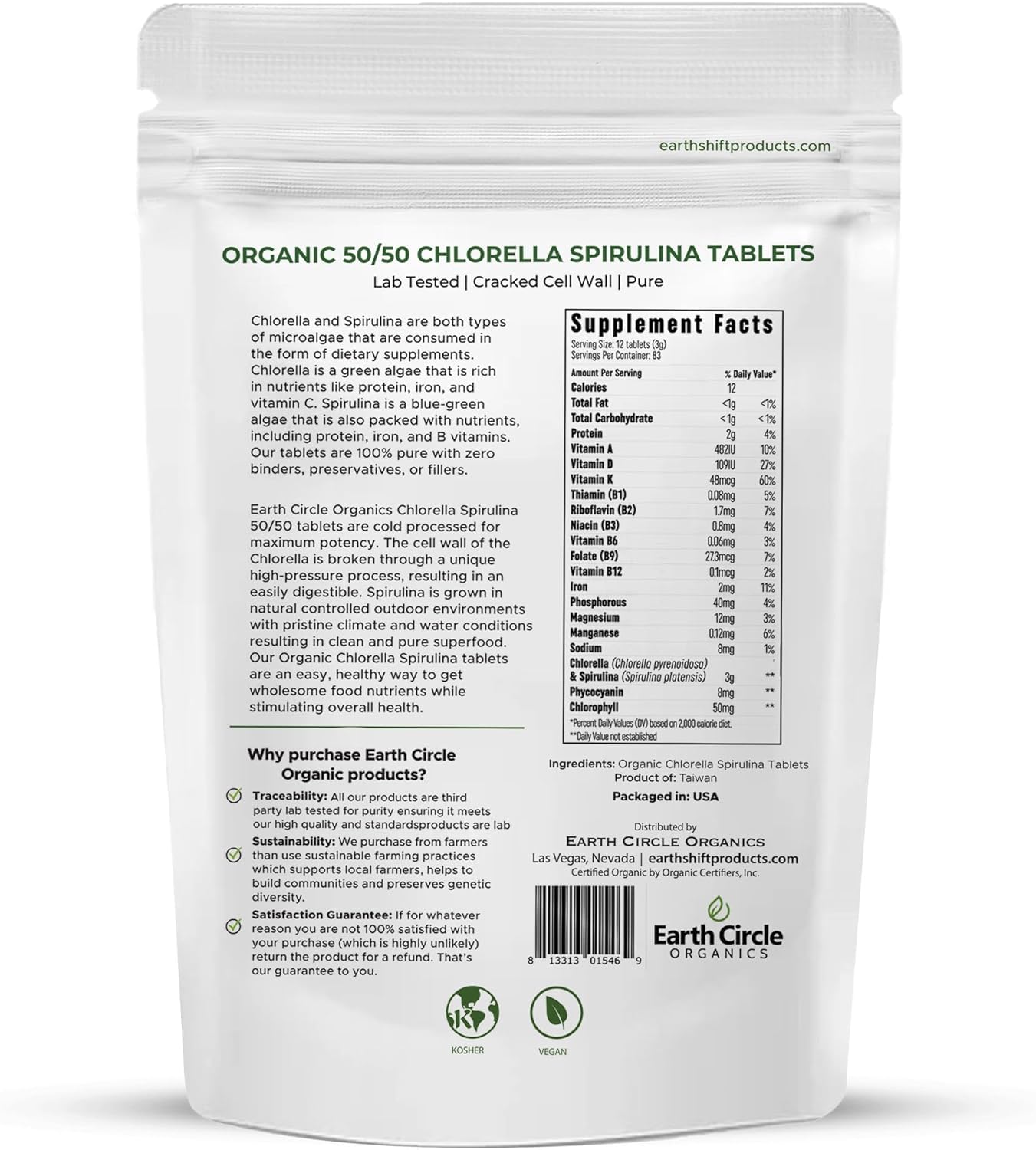 Close-up of cracked cell wall Chlorella Spirulina tablets