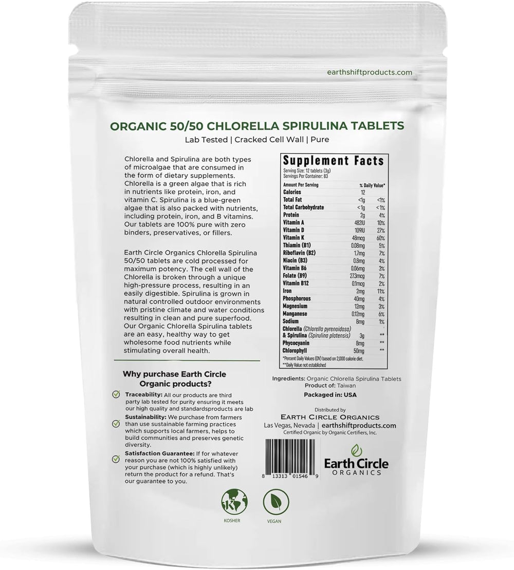 Close-up of cracked cell wall Chlorella Spirulina tablets