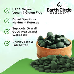 Chlorella Spirulina tablets showing vibrant green color