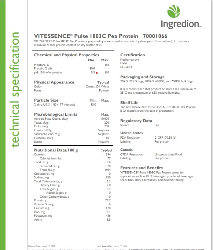 Premium pea protein isolate bulk shaker-mix demonstrates easy blending into smoothies and RTD beverages.