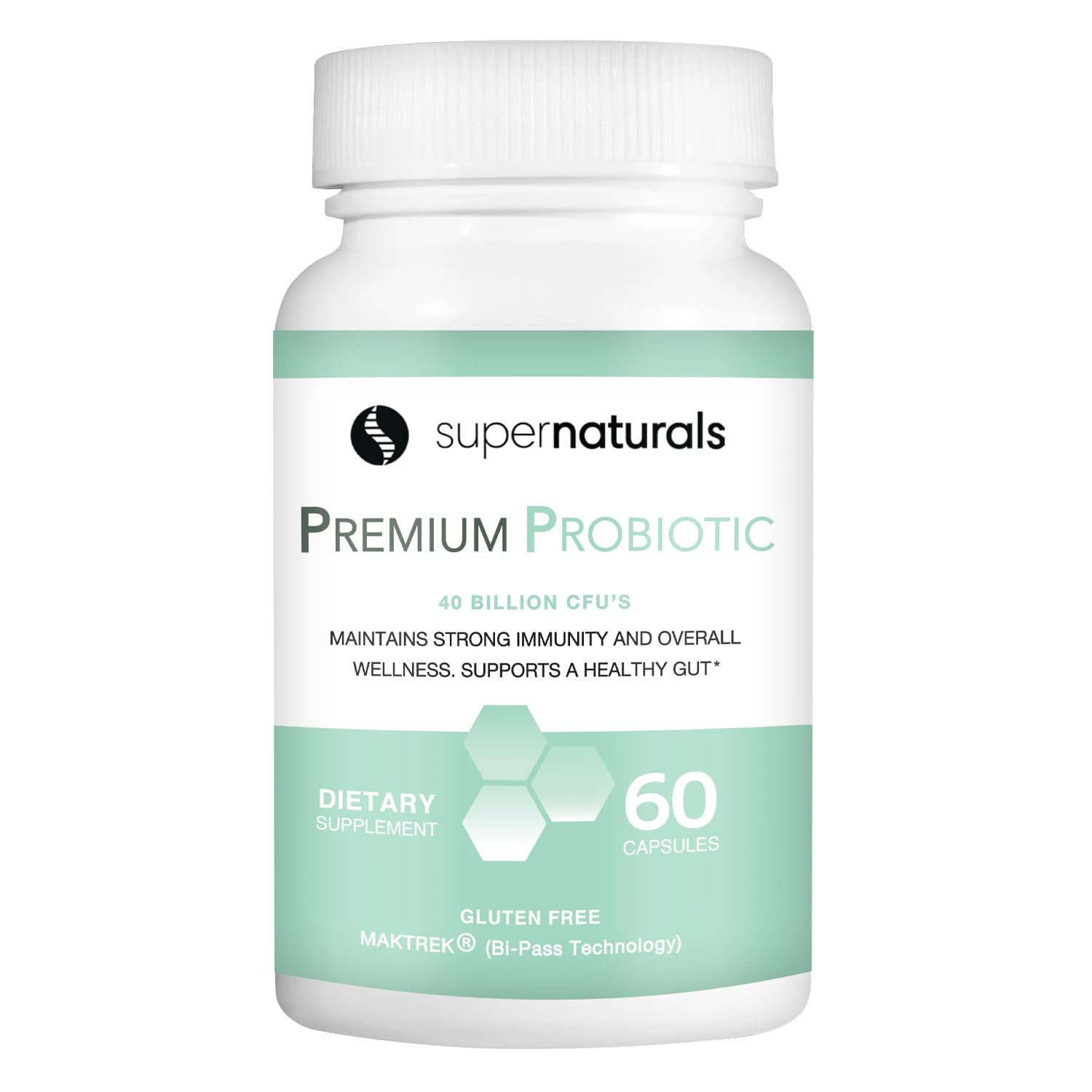 Bottle of Premium Probiotics with 40B CFU and MAKTrek Bypass Technology