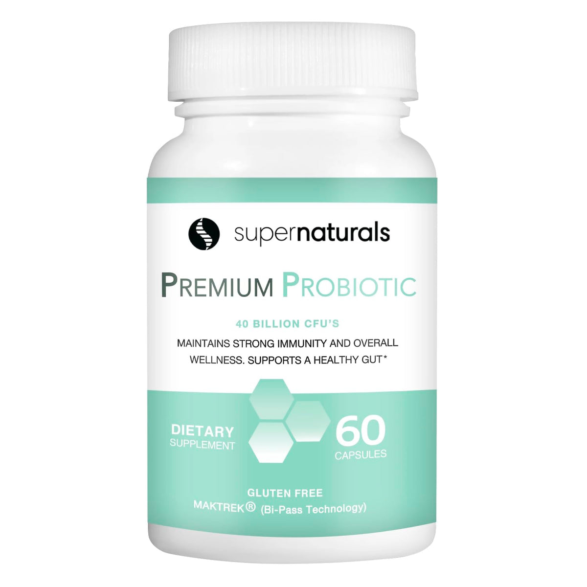 Bottle of Premium Probiotics with 40B CFU and MAKTrek Bypass Technology