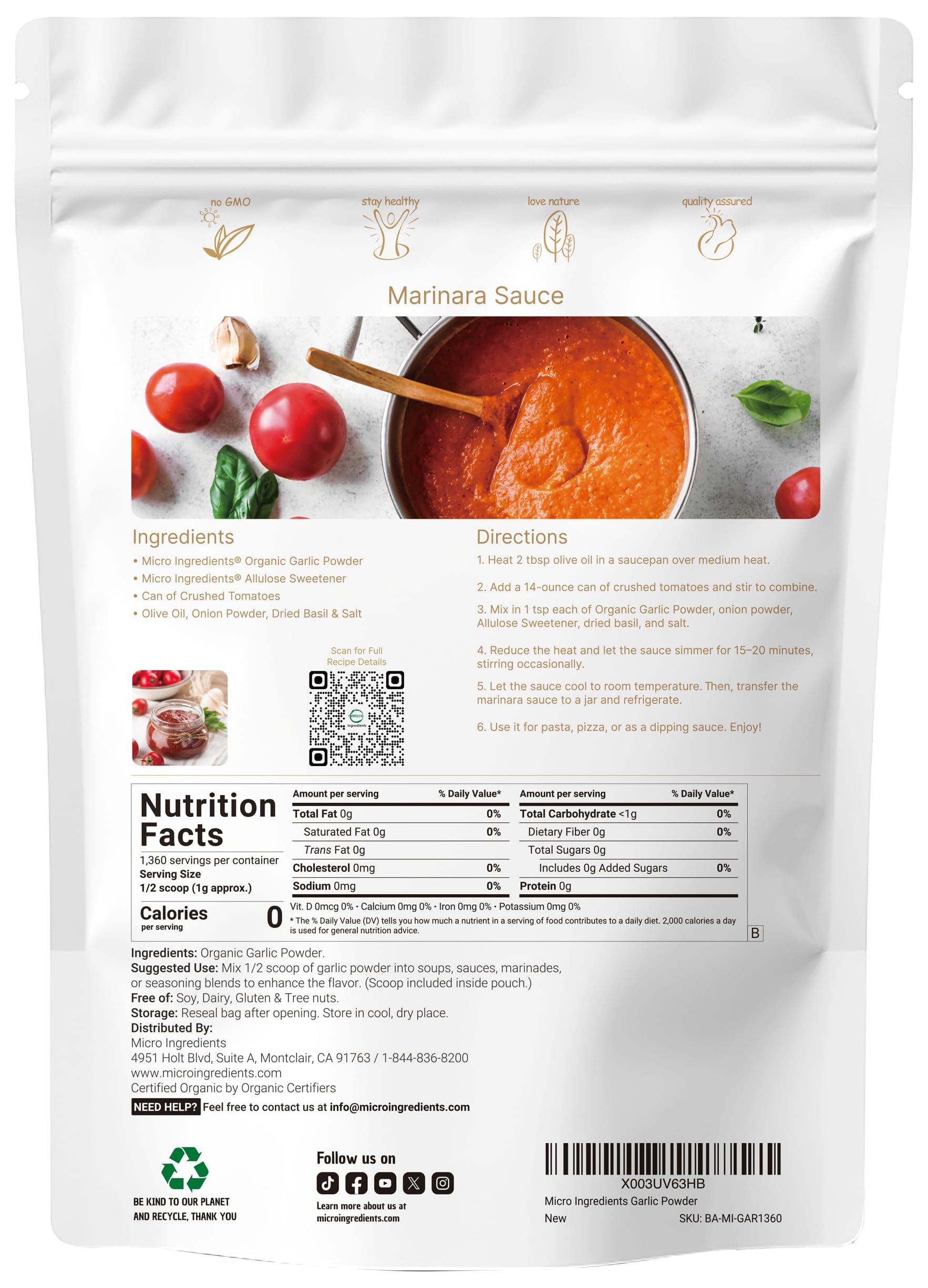 Close up of premium raw Allium sativum garlic powder