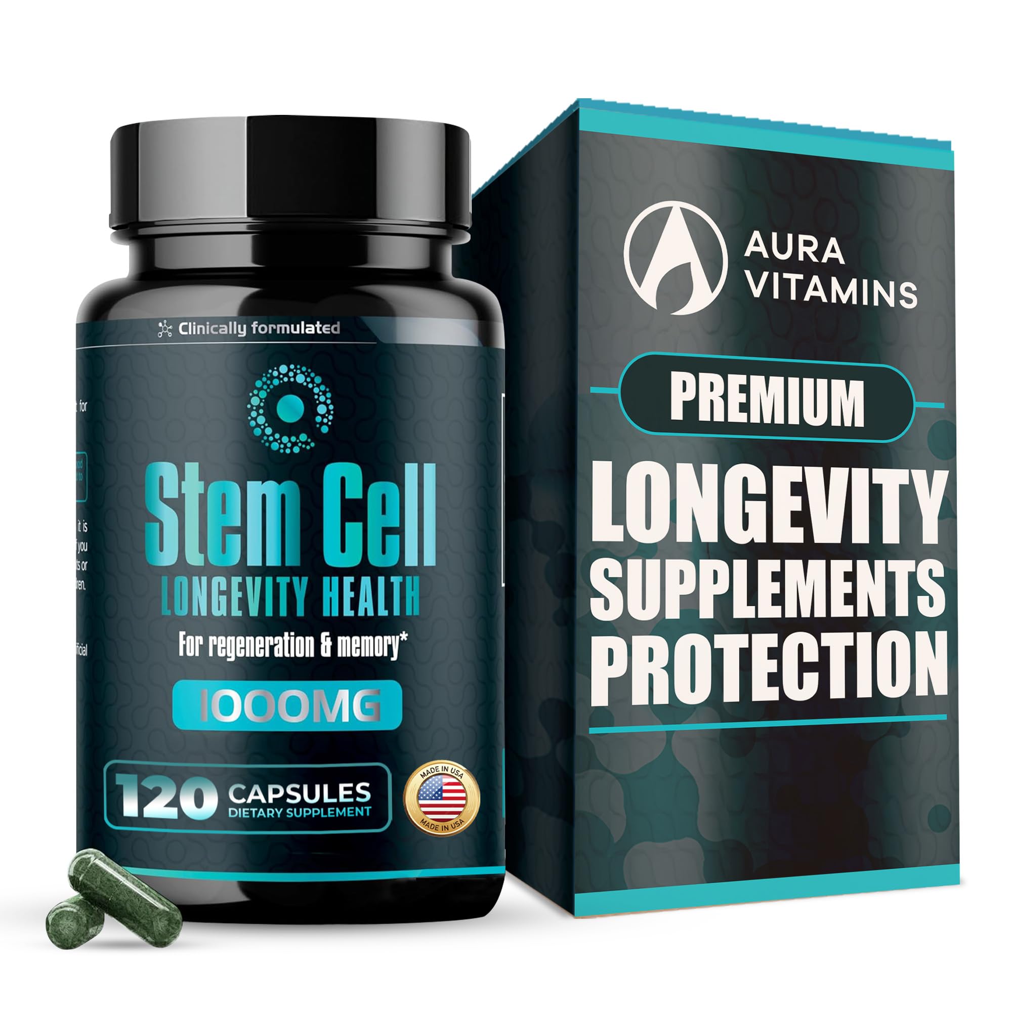 Premium Stem Cell Supplement 1000mg bottle with 120 capsules