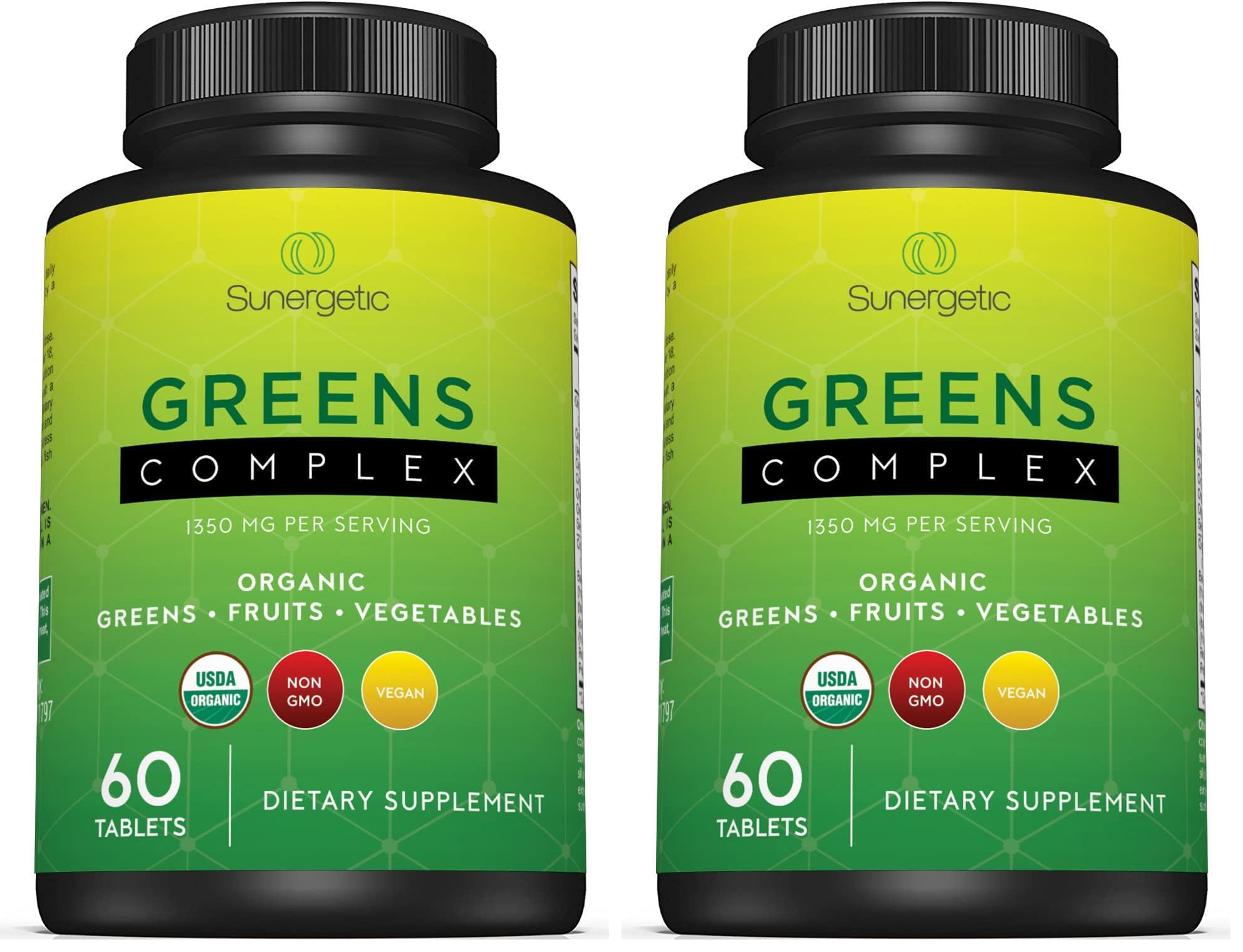 Front view of Premium USDA Organic Greens Superfood Tablets bottle