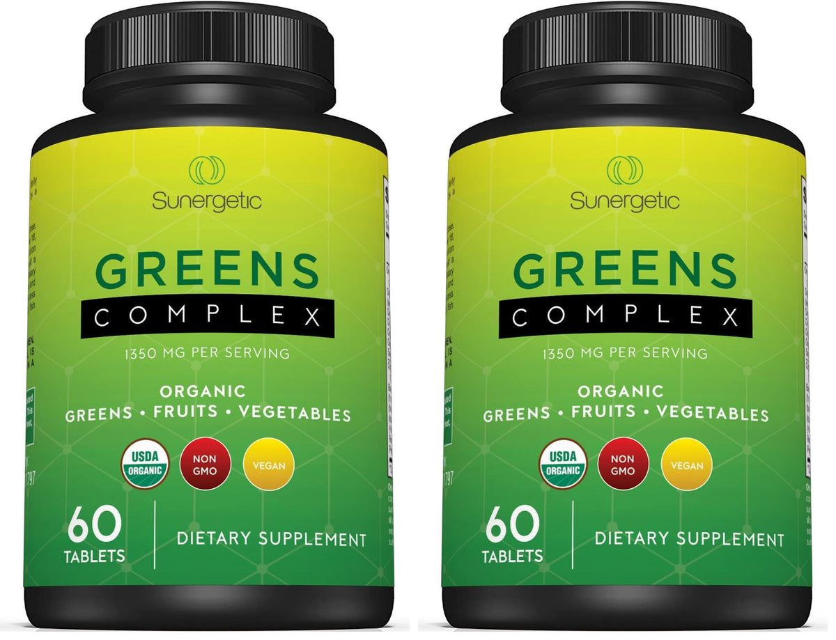 Front view of Premium USDA Organic Greens Superfood Tablets bottle