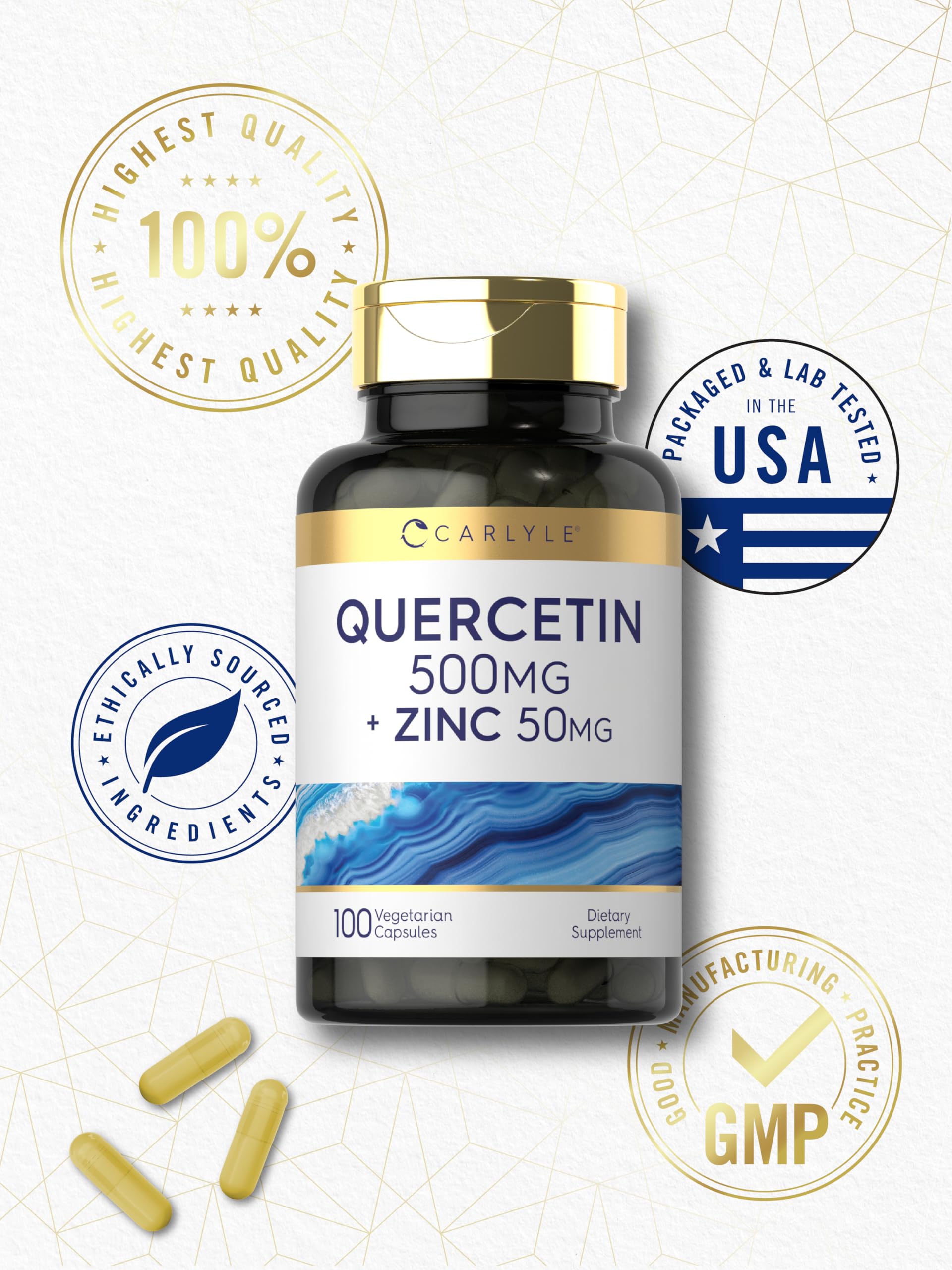 Premium Carlyle wellness branding for Quercetin