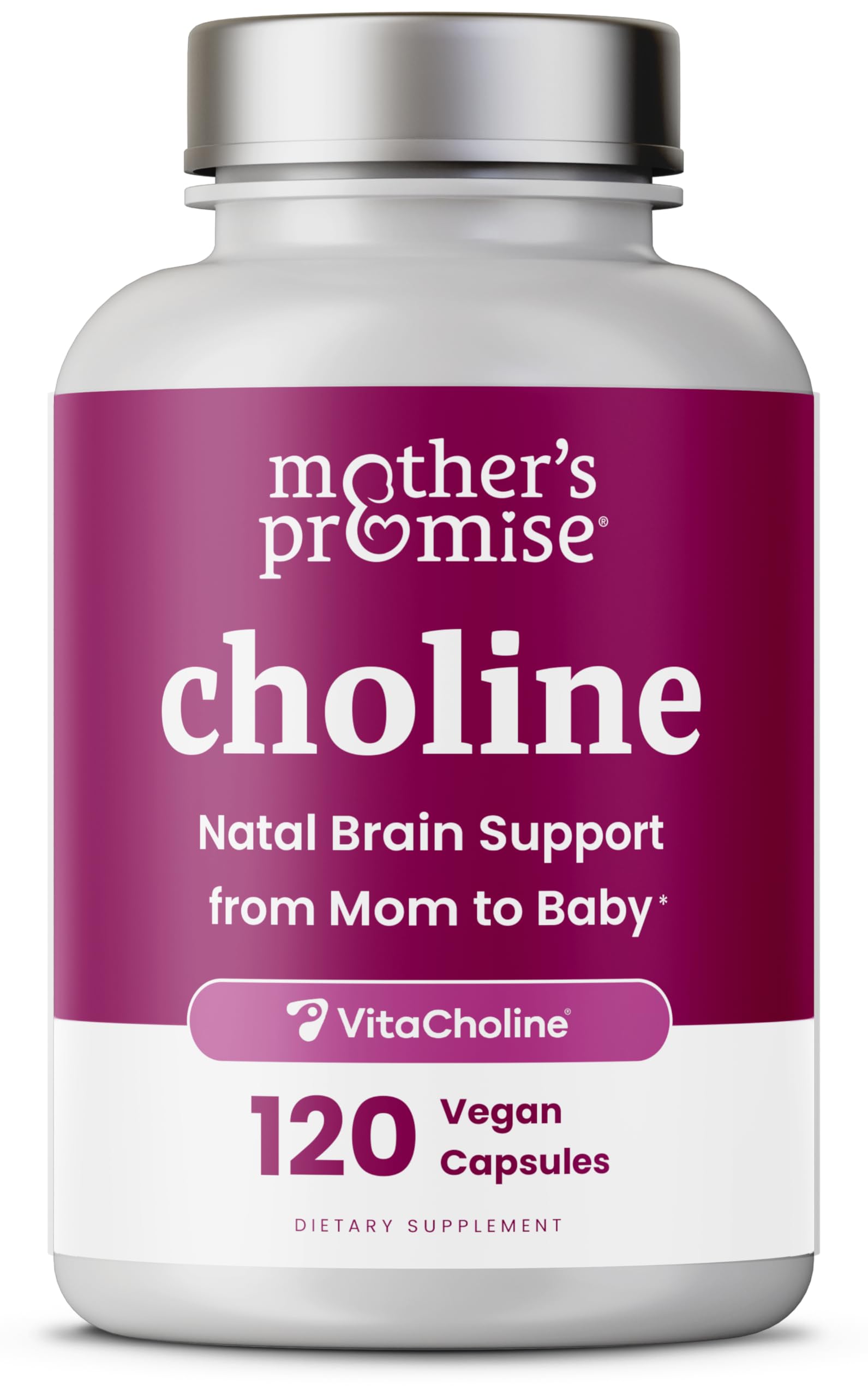 Bottle of prenatal choline supplements with 550 mg per serving