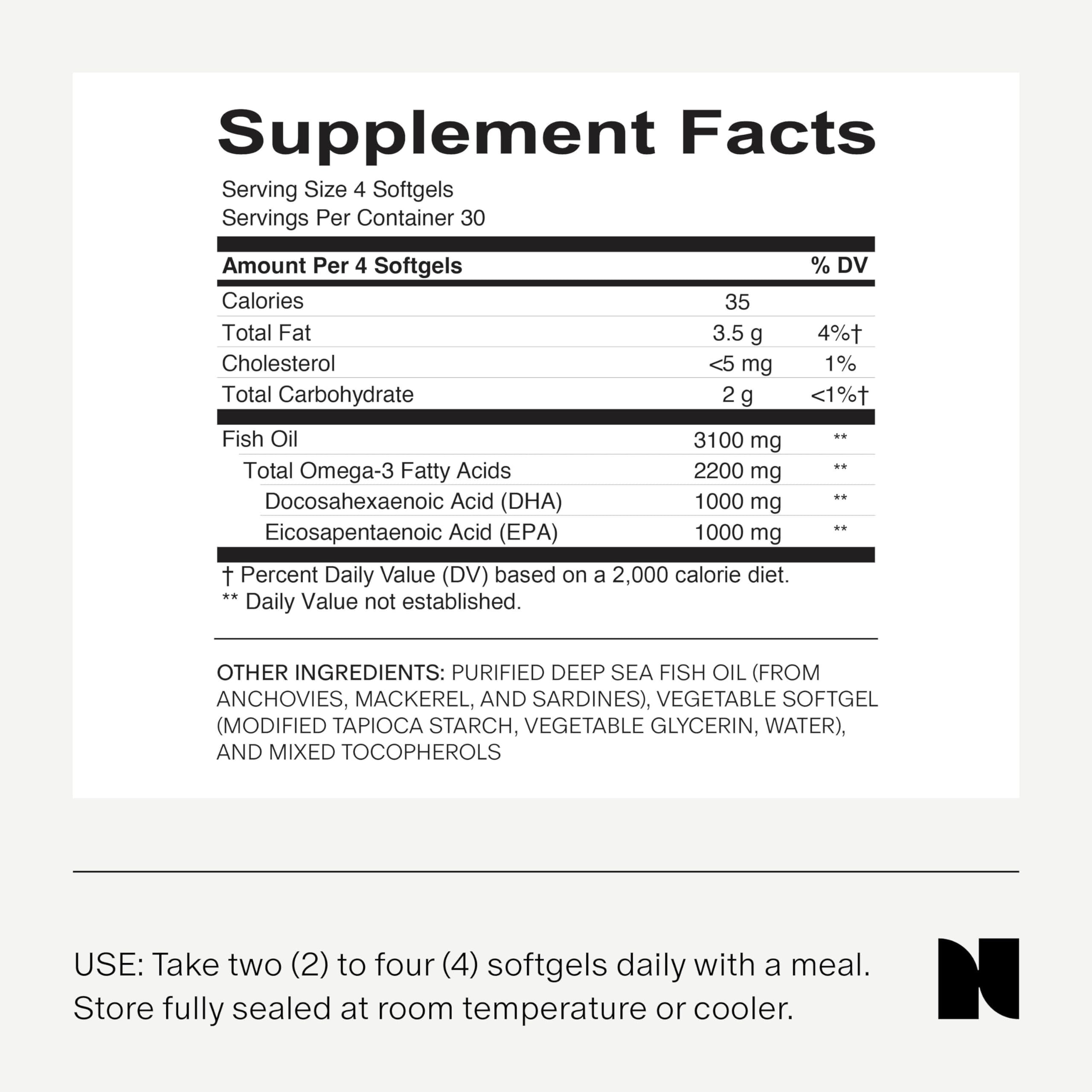 30-day supply of prenatal omega-3 softgels