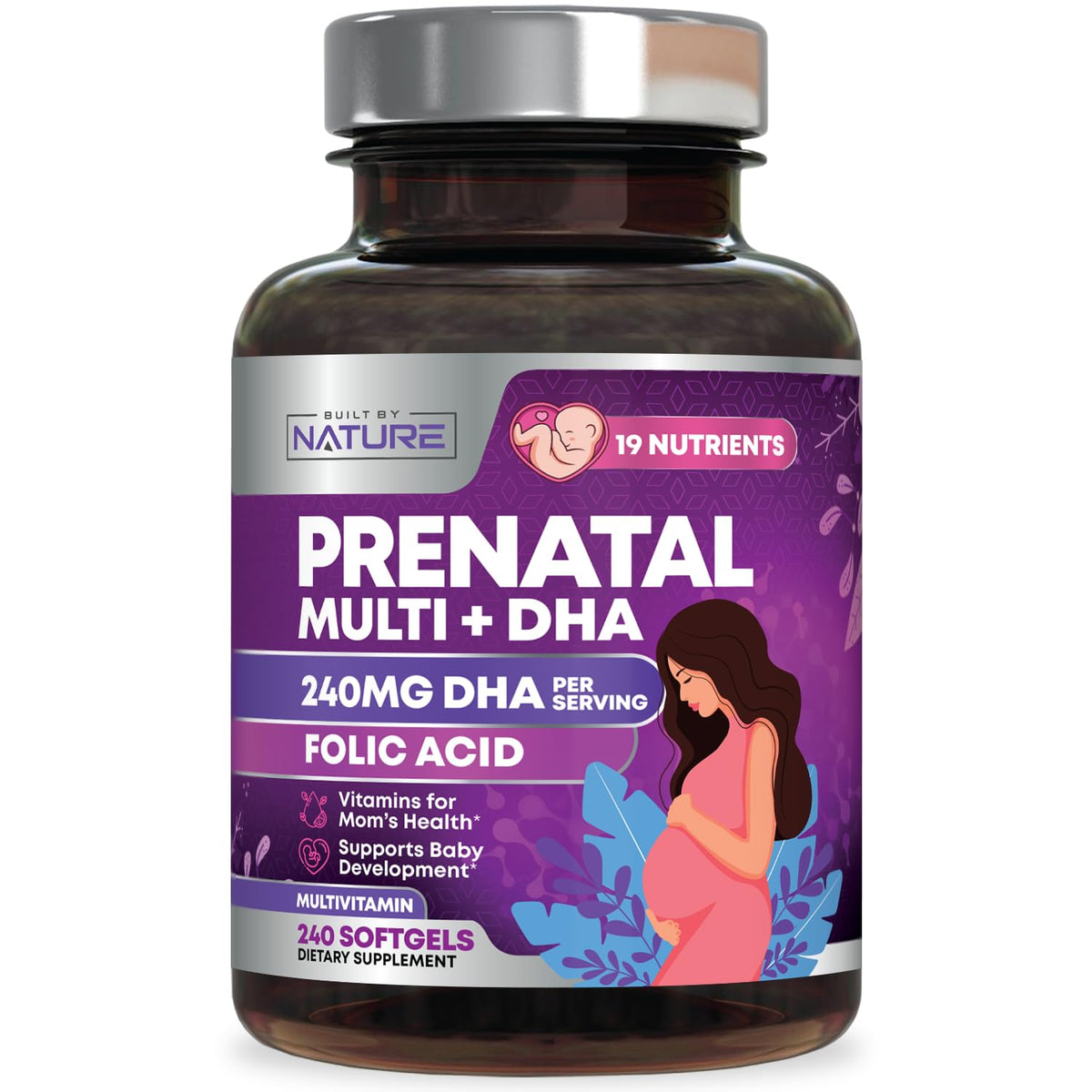 Built By Nature Prenatal Vitamins bottle with label