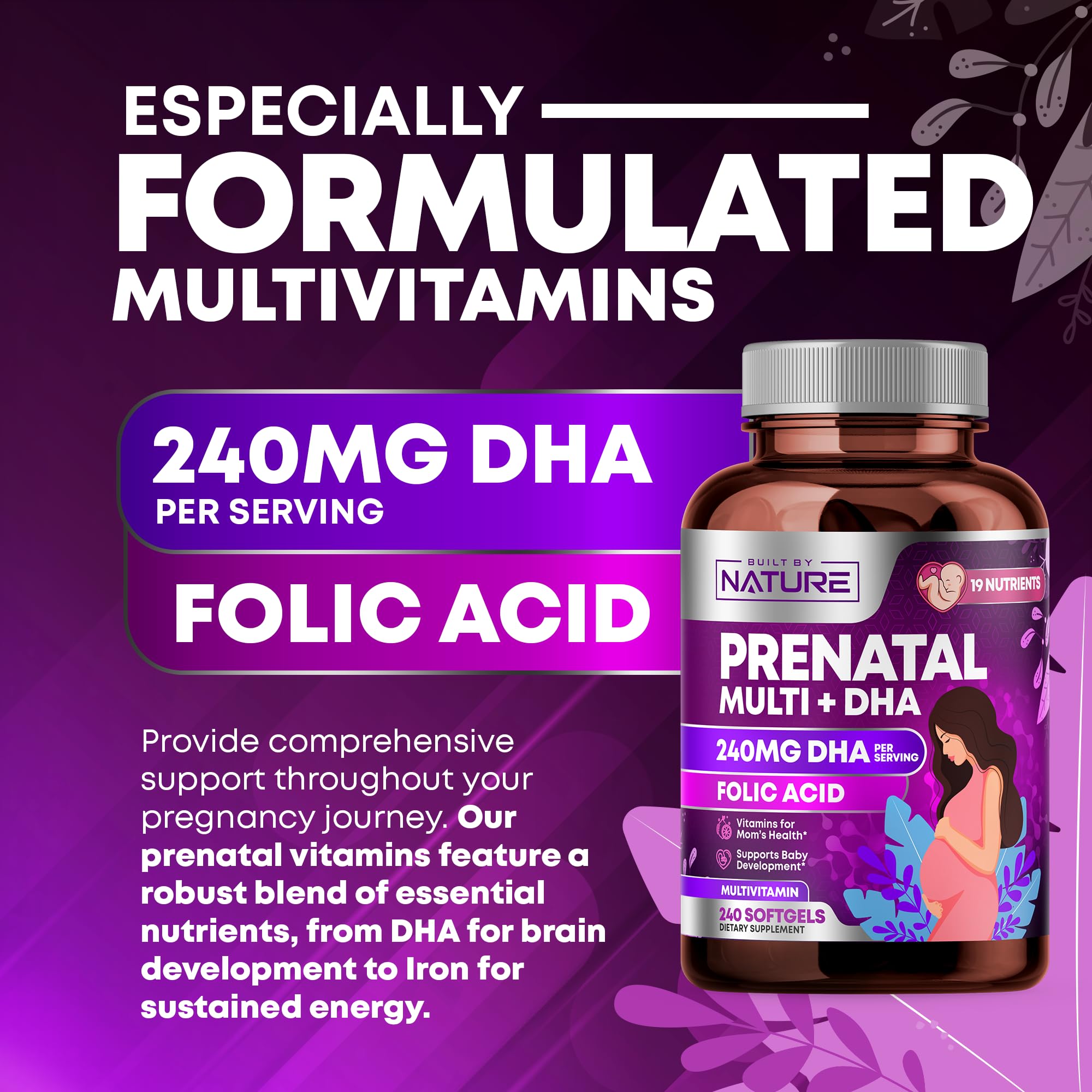 Product packaging with pregnancy journey graphic
