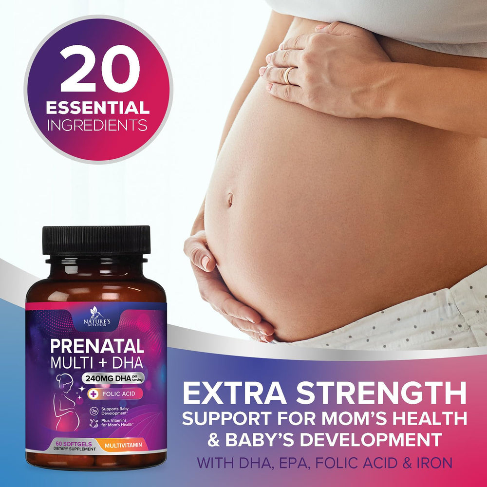 Pregnancy health concept with vitamins and symbols