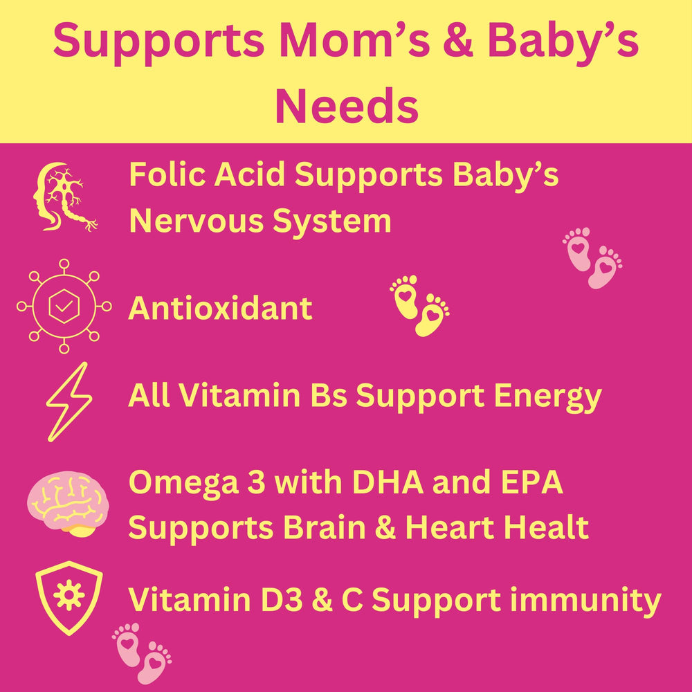 Easy-to-swallow prenatal vitamin gummies with DHA and Folic Acid