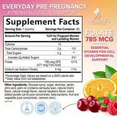 Prenatal vitamins with 785 mcg folic acid in gummy form