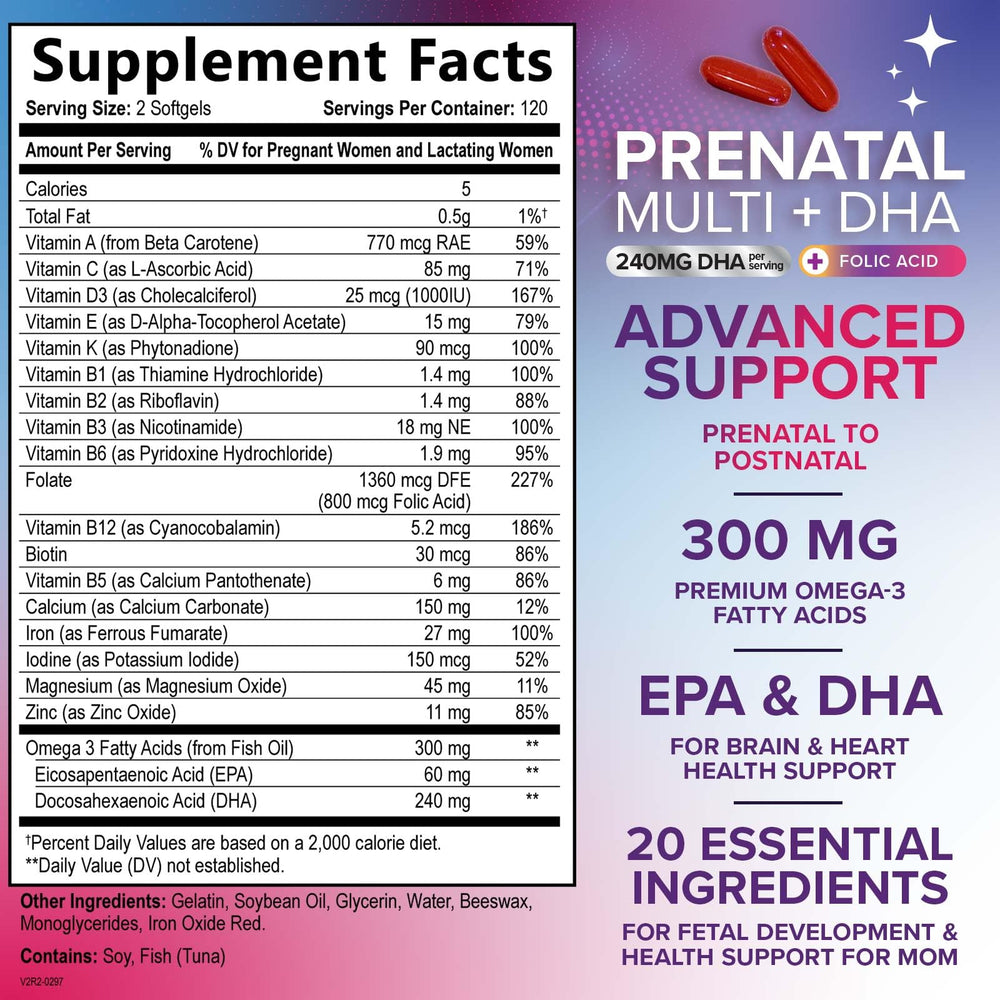 Omega-3 DHA prenatal supplement for fetal brain development