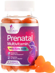 Bottle of Prenatal Vitamins for Women gummies with 1335mcg folic acid