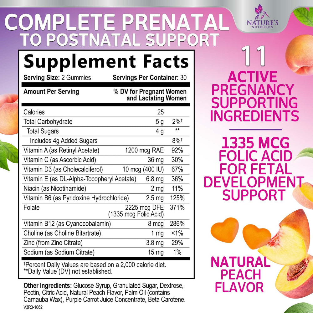 Close-up of colorful prenatal vitamin gummies