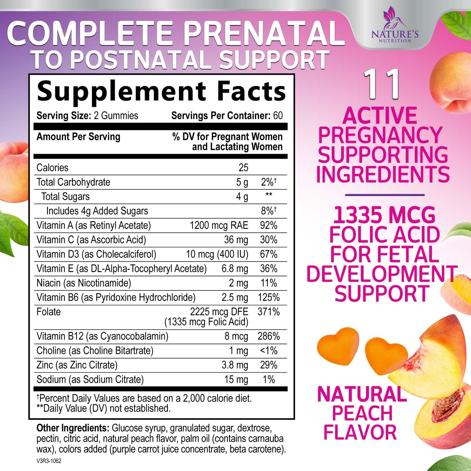 Close-up of prenatal vitamins gummies for pregnancy