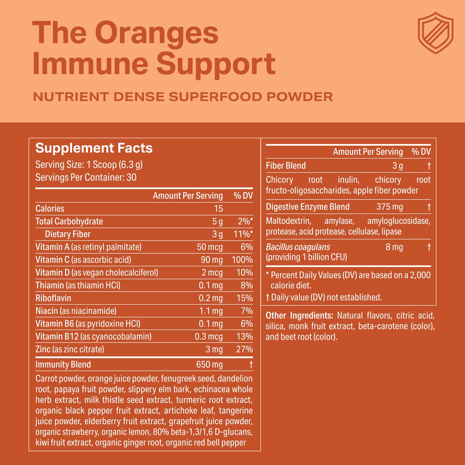 Glass of prepared orange immune support drink