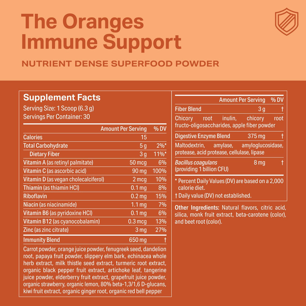 Glass of prepared orange immune support drink
