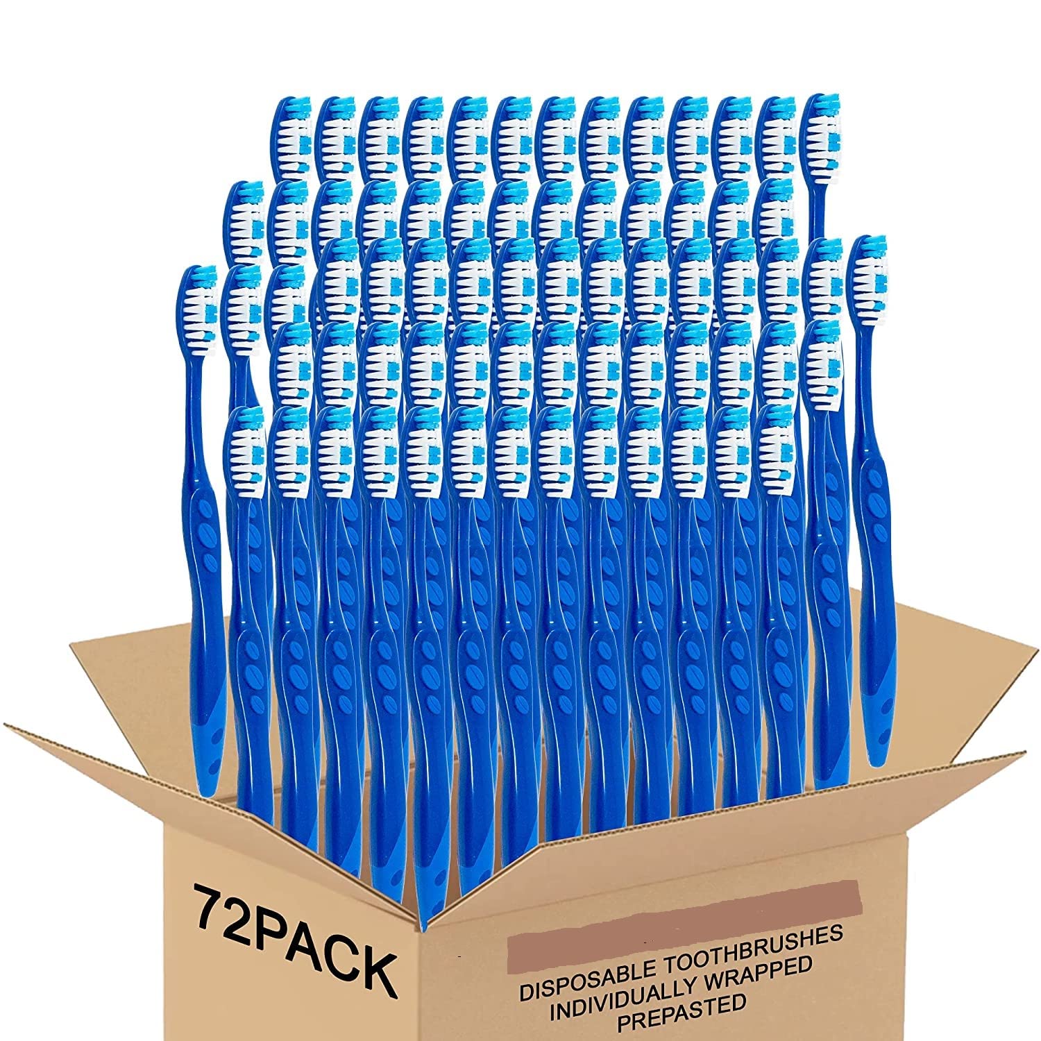Prepasted disposable toothbrushes 72-pack, individually wrapped