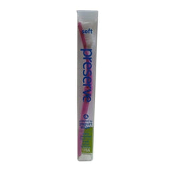 Preserve Soft Toothbrush with curved handle, shown in 6-pack packaging.