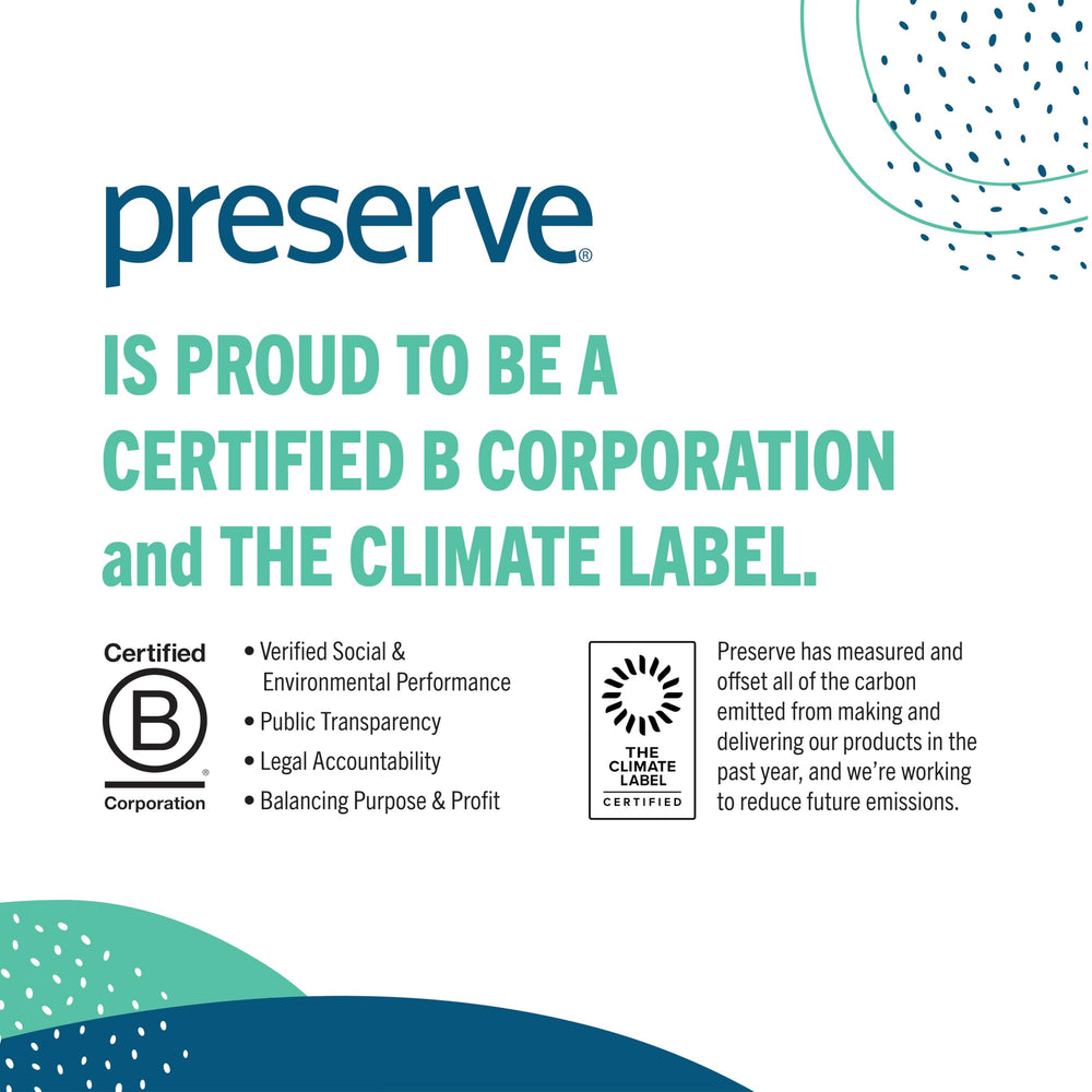 BPA-free and recyclable claim for Preserve product