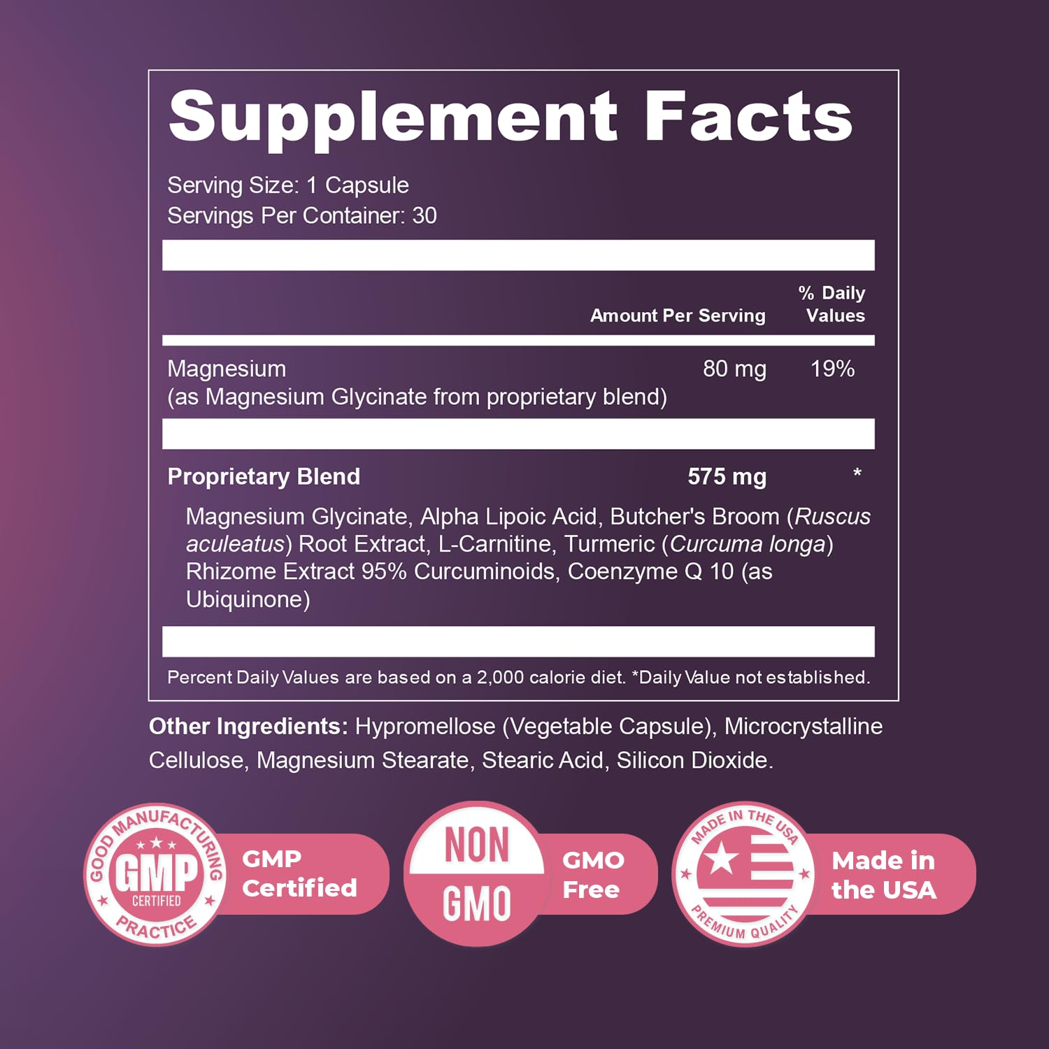 Non-GMO and clean formula badge for Presgera Capsules
