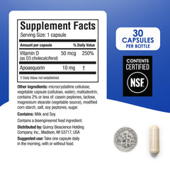 Close-up of Apoaequorin 10mg and Vitamin D3 ingredients