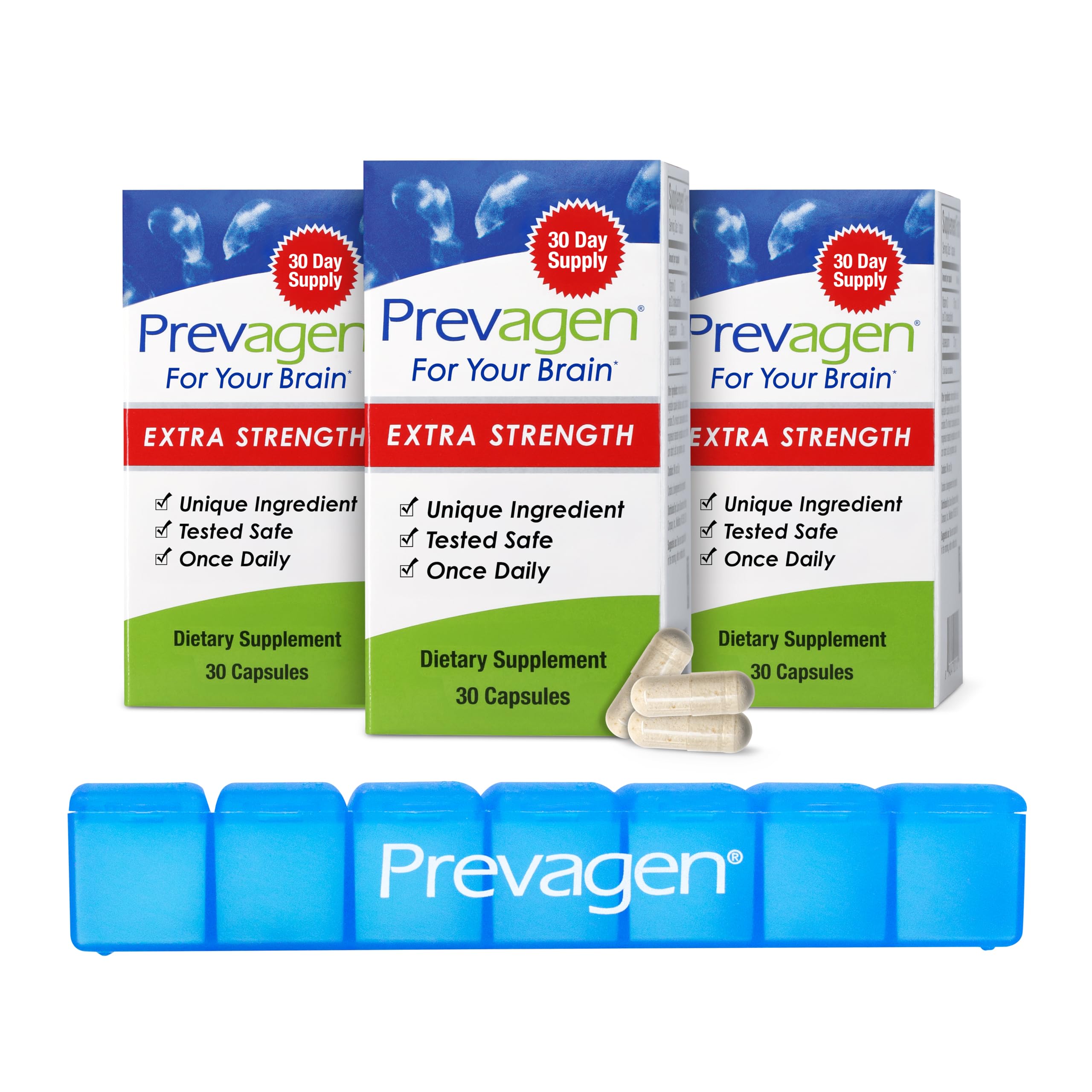 Prevagen Extra Strength bottle front view with 90 capsules