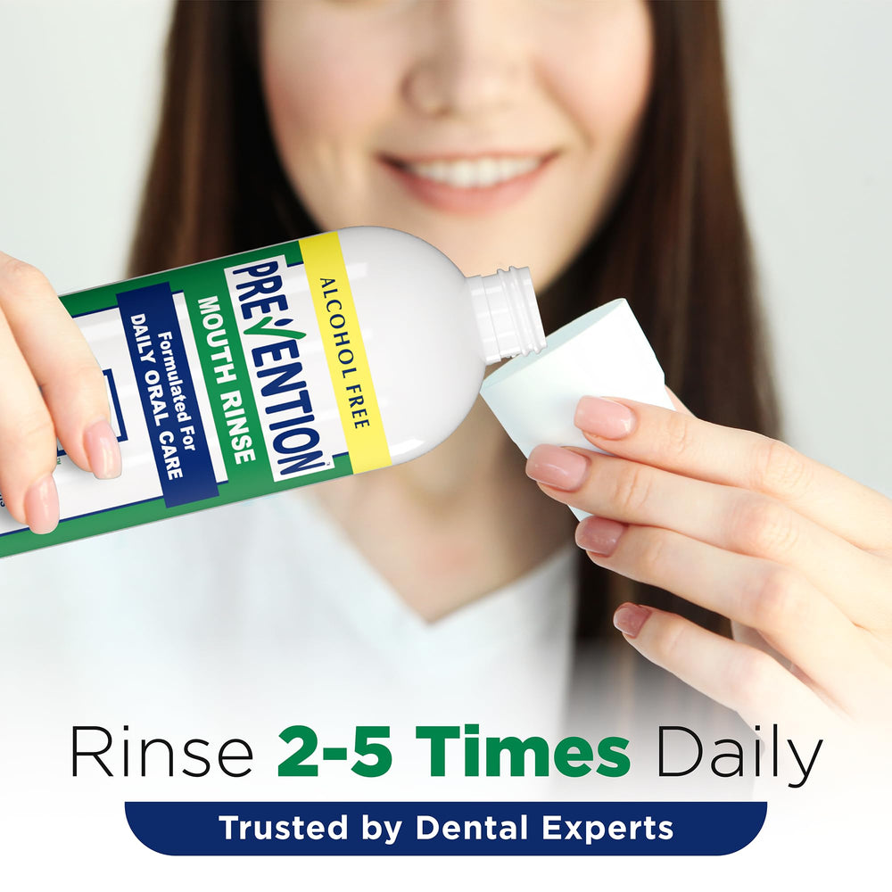 Family-friendly 16 oz prevention mouthwash on a clean background