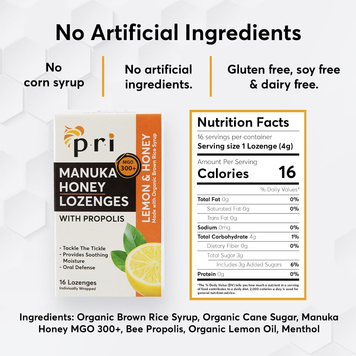 Gluten-free, dairy-free, soy-free icons on product packaging