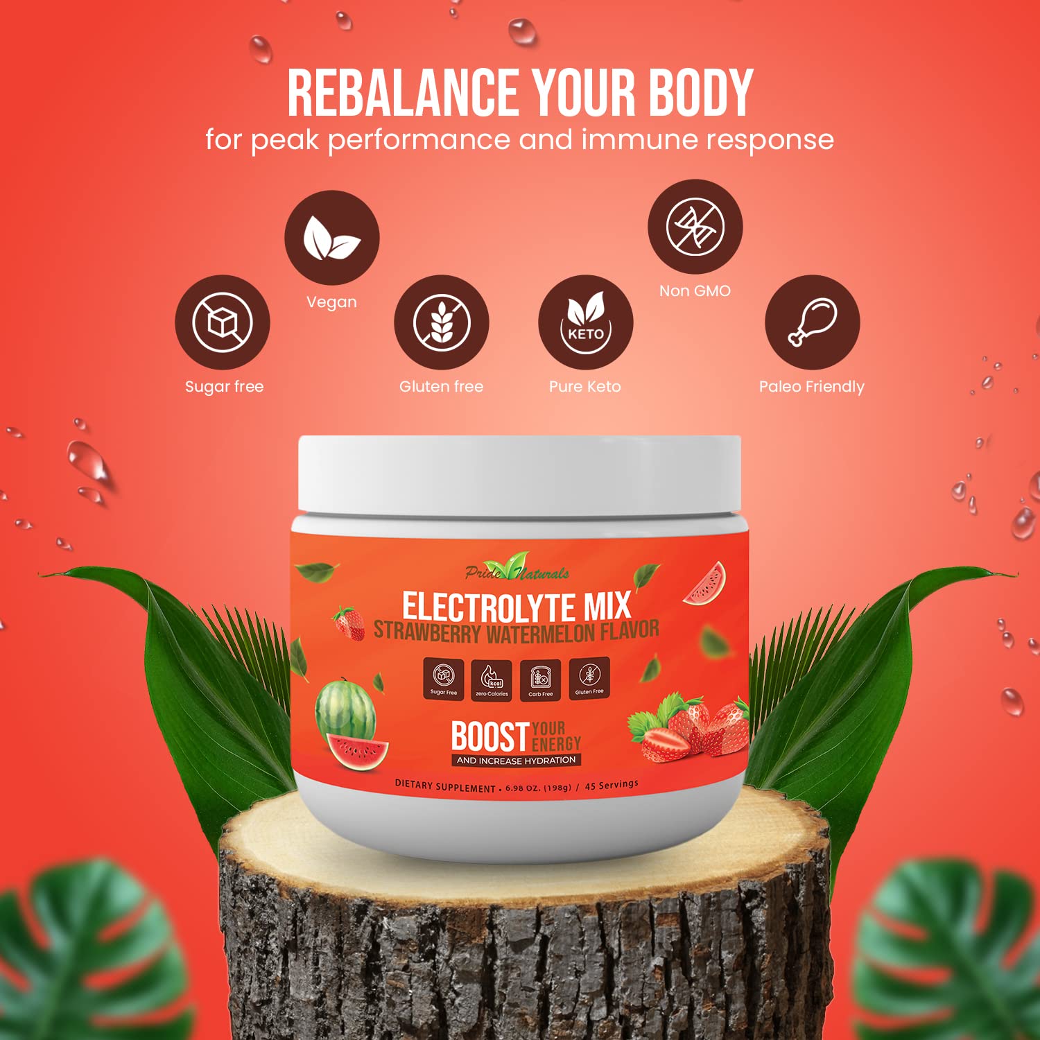 Pride Naturals Electrolyte Powder dissolving in water for rapid hydration