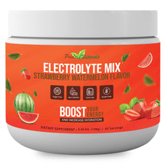 Pride Naturals Electrolyte Powder front label shows strawberry watermelon flavor for refreshing hydration