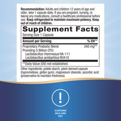 Close-up of Primadophilus Original 5 billion CFU per capsule and 2-pack capsules