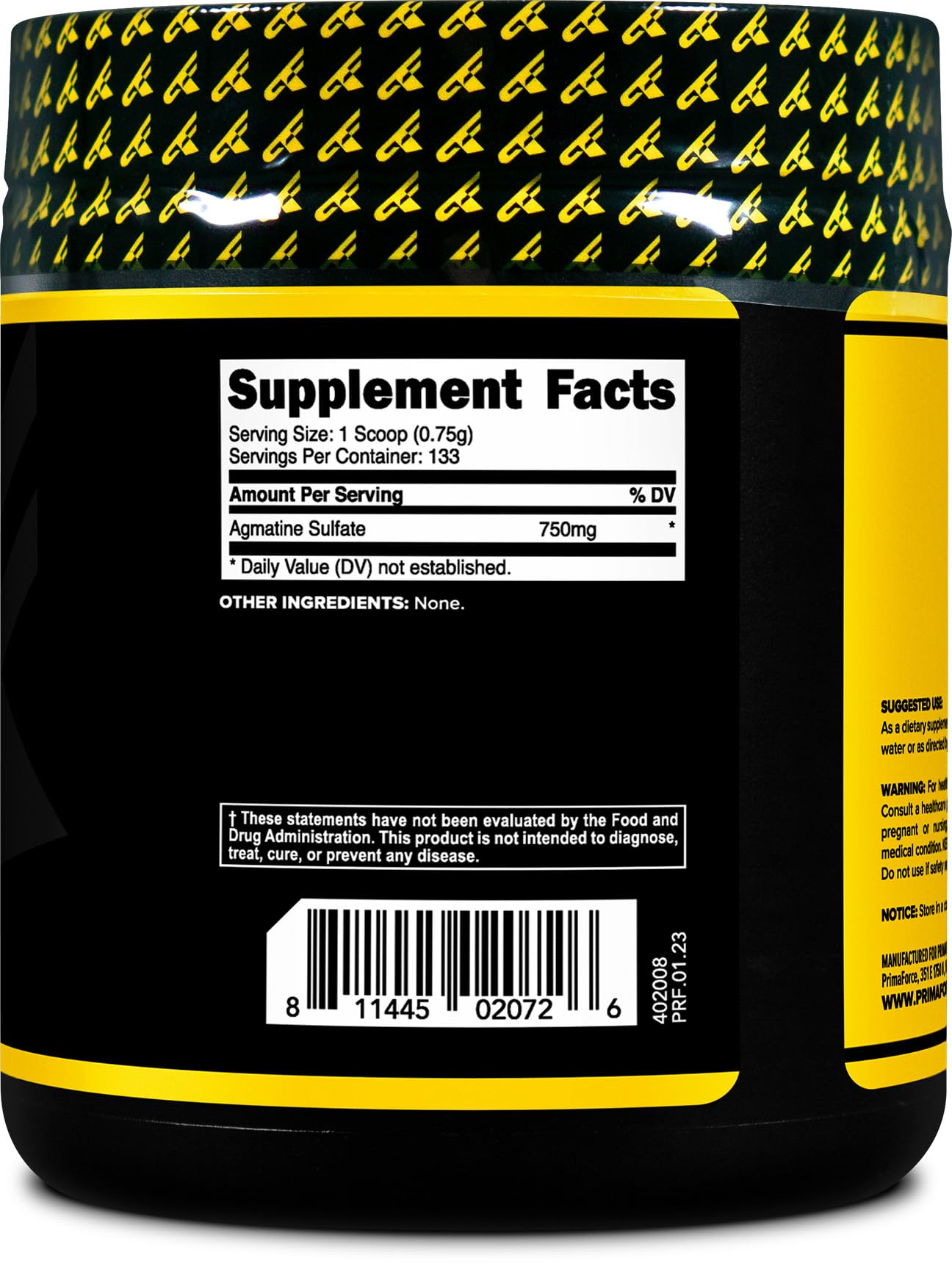 Lab-tested Primaforce Agmatine Sulfate powder manufactured in GMP-compliant, FDA-registered facility