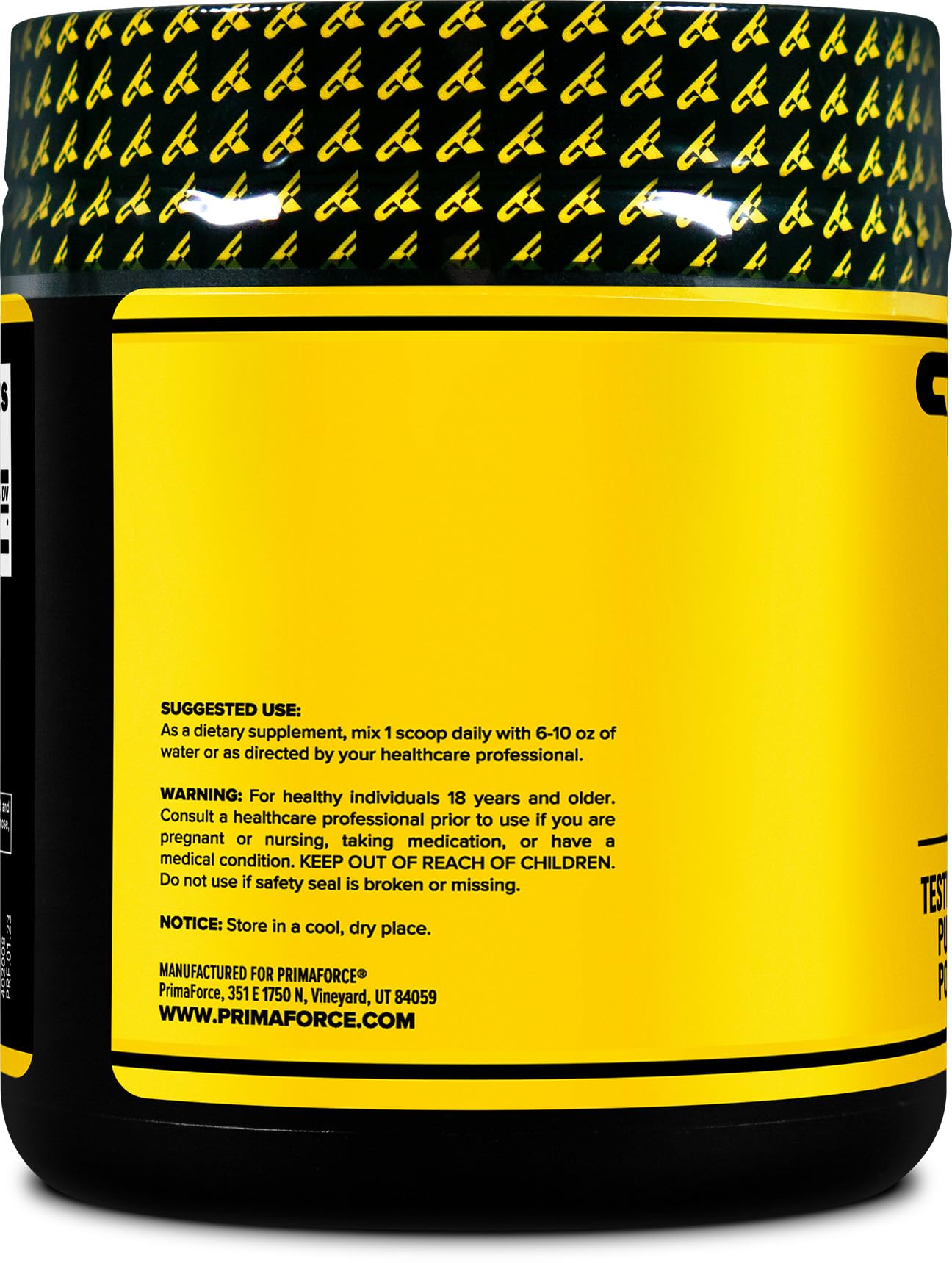 Primaforce Agmatine Sulfate powder servings jar—133 servings per container for extended use.