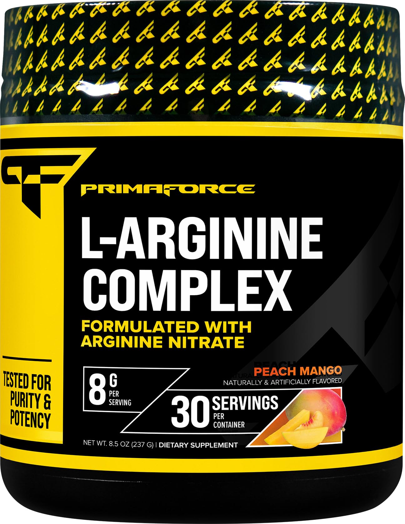 PrimaForce L-Arginine Complex Powder Peach Mango bottle front view