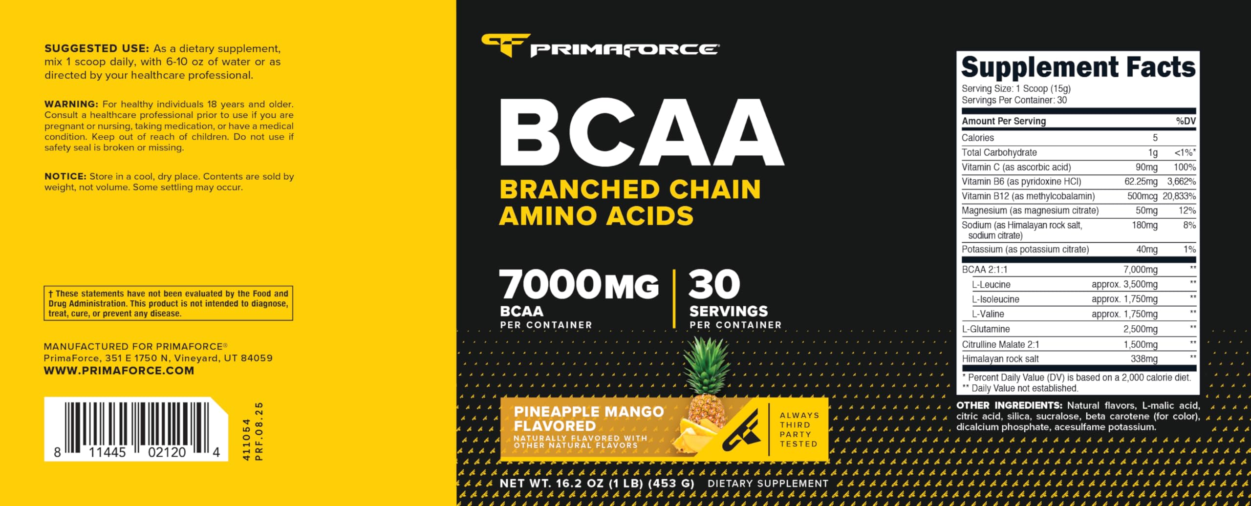 Primaforce Pineapple Mango BCAA packaging front