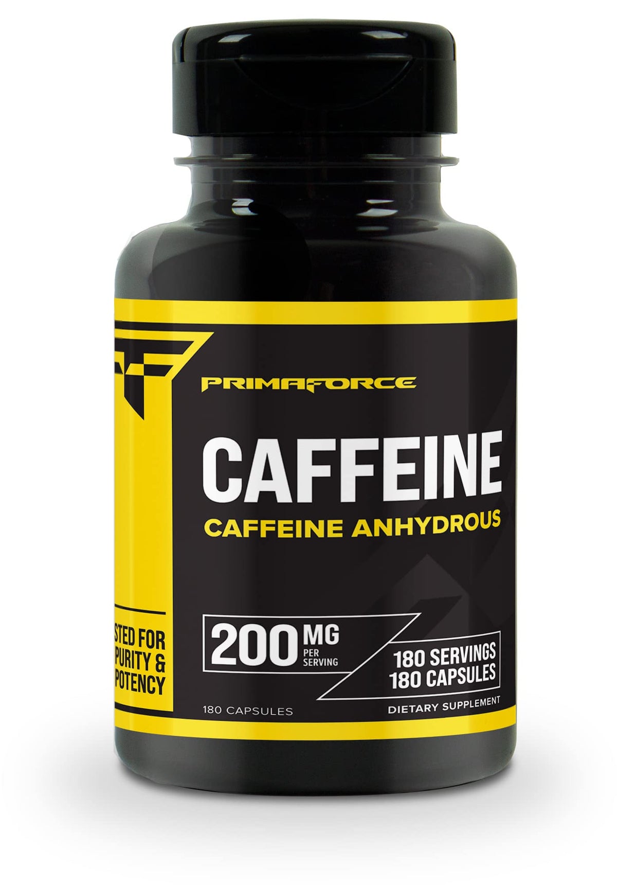 Primaforce Caffeine Pills 200mg bottle label close-up