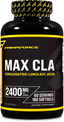 Primaforce CLA bottle label showing 2400 mg per serving and 180 softgels