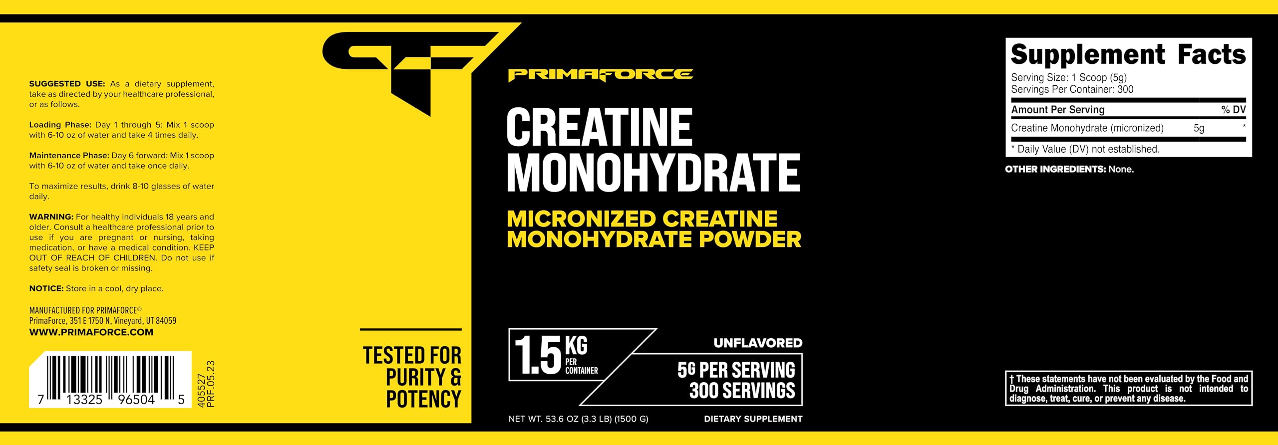 Primaforce Creatine Monohydrate 300 servings