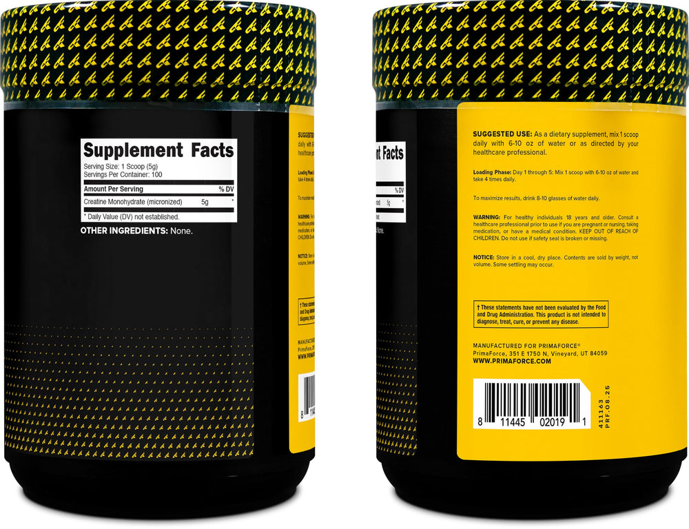 ISO-accredited third-party testing certificate for Primaforce creatine