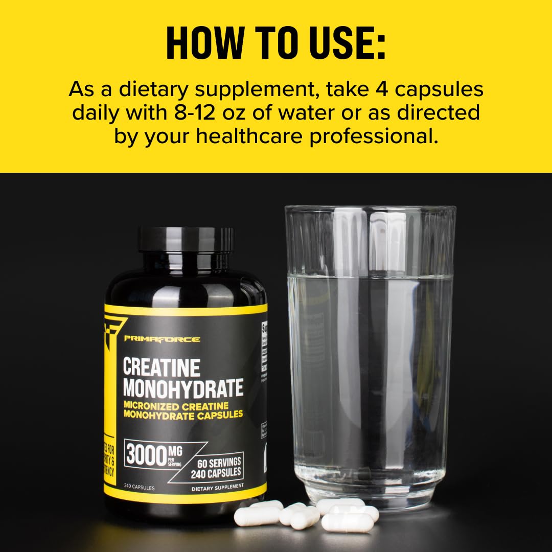 Athlete taking Primaforce Creatine Monohydrate Capsules during workout