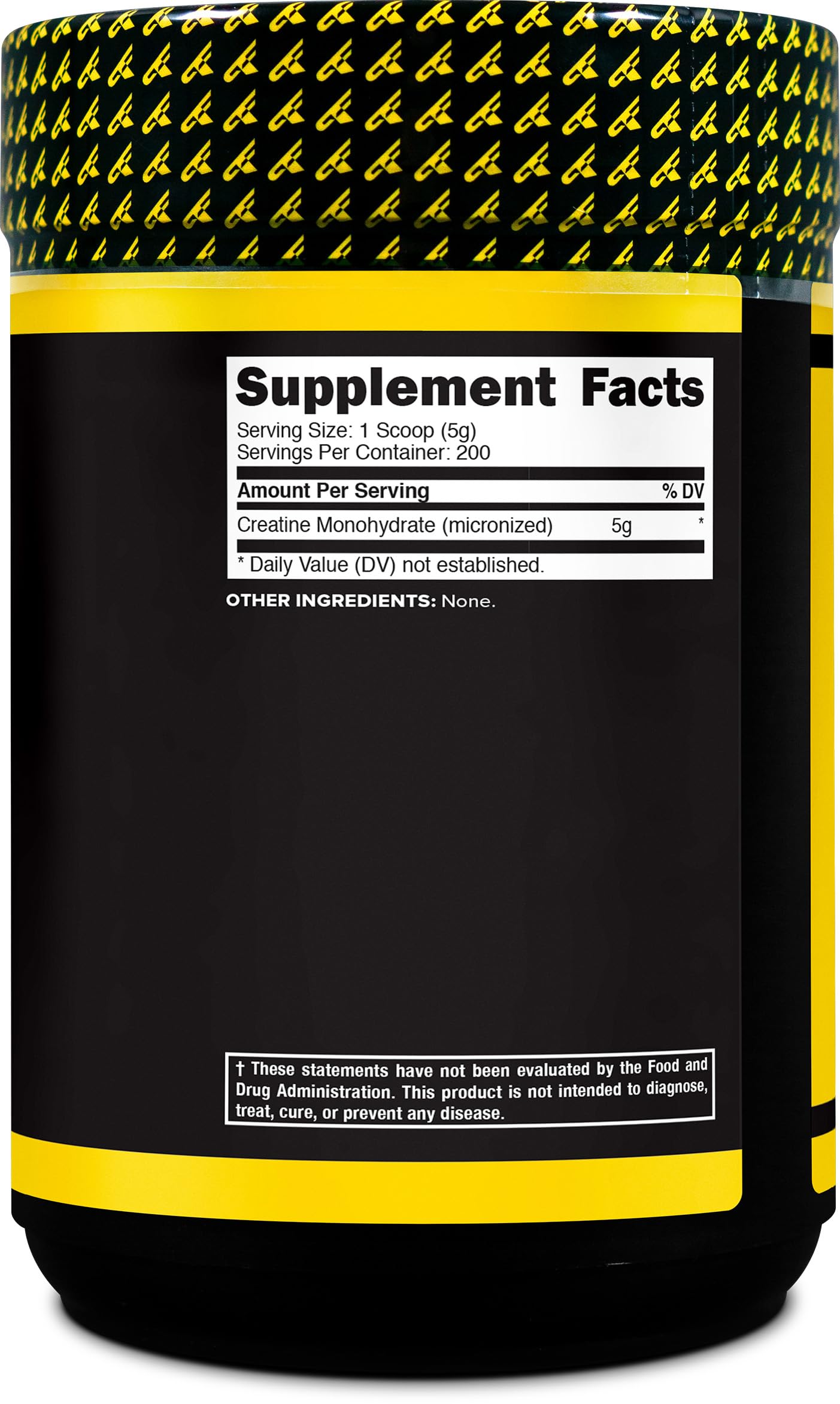 Nutrition facts panel for Primaforce Creatine Monohydrate Powder