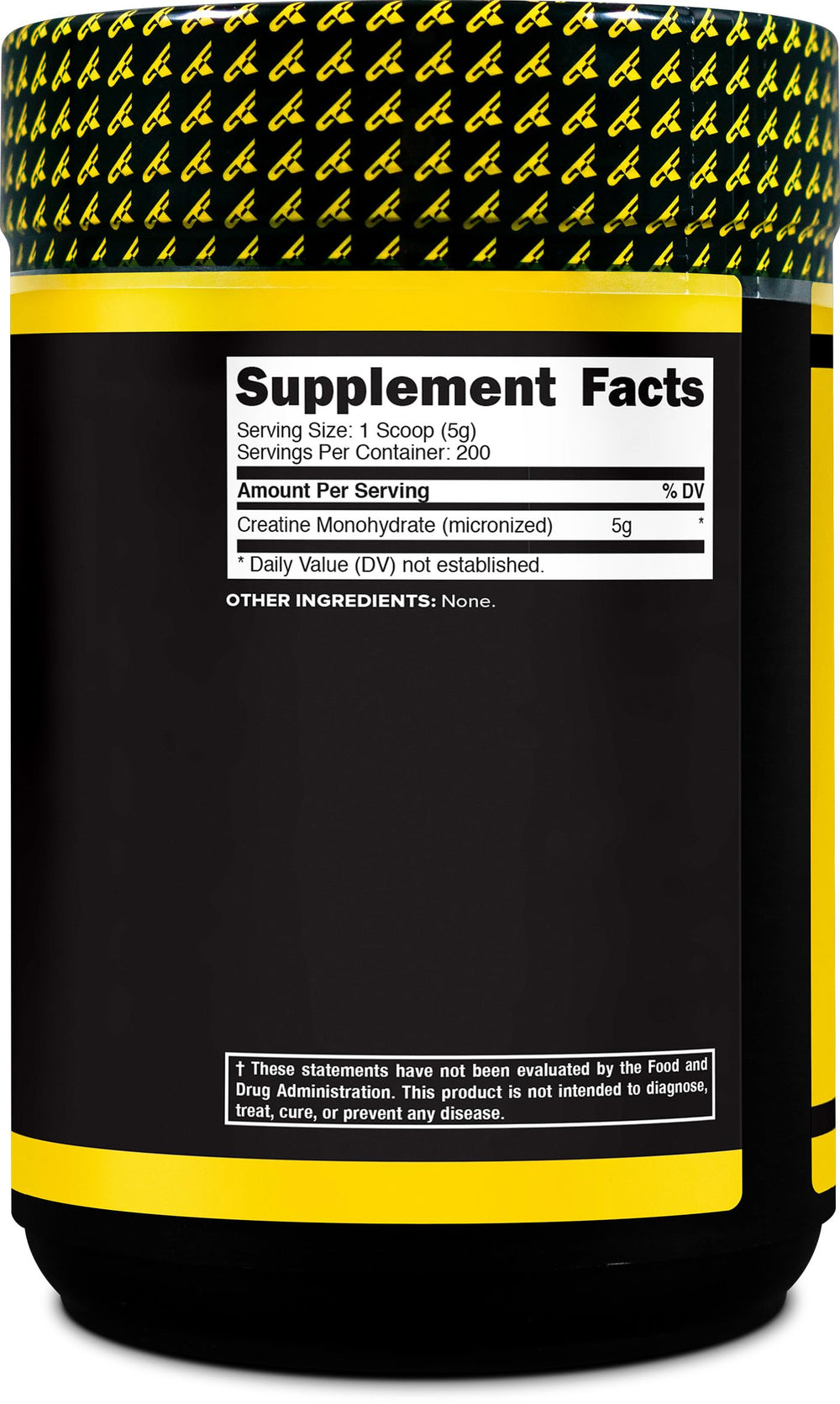 Nutrition facts panel for Primaforce Creatine Monohydrate Powder